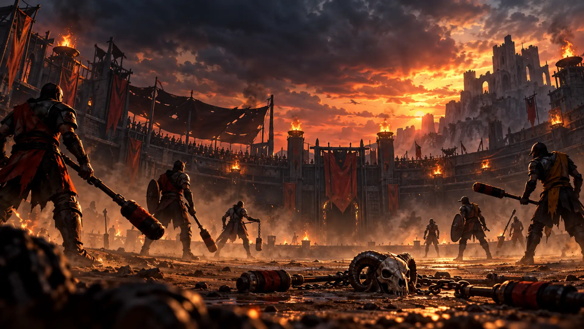 Ilustración: dos equipos frente a frente en la arena al atardecer